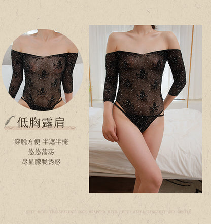 Glitter Cutout Plus-Size Catsuit