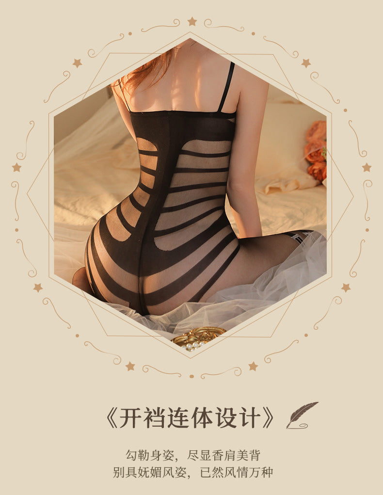 Sheer Backless Garter Bodystocking