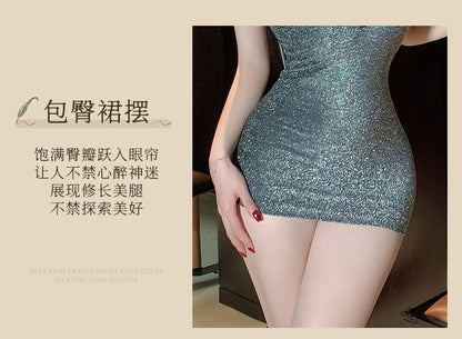 Backless Skinny Slip Dress na may Chain 