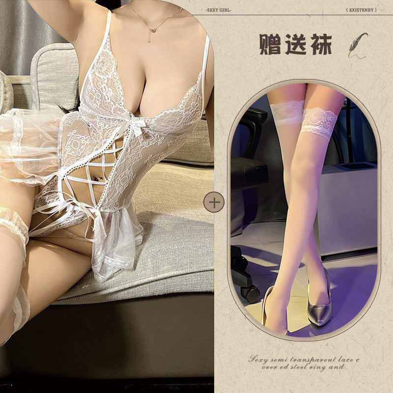 Lace Open Crotch Teddy