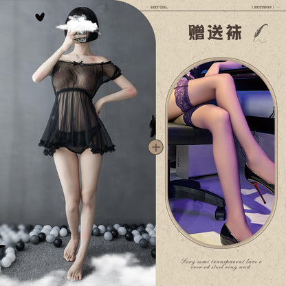 Sheer Off-shoulder Gown