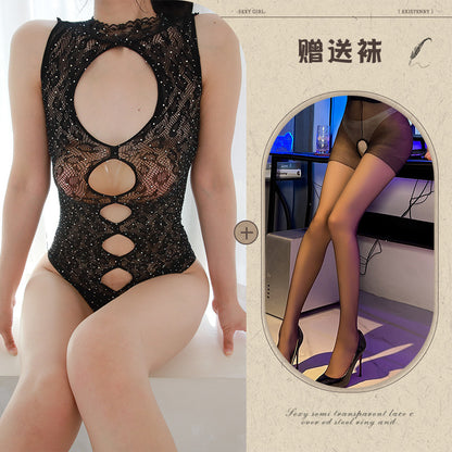 Crystal Beaded Swimsuit Bodysuit