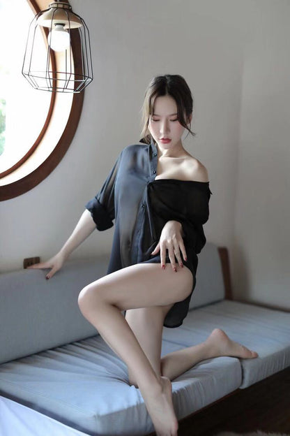 Sheer White Shirt Dress