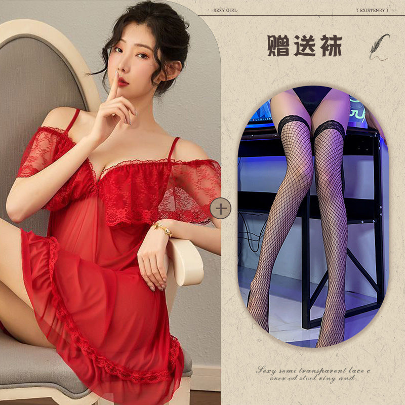 Sheer Chiffon Robe with Lace Trim