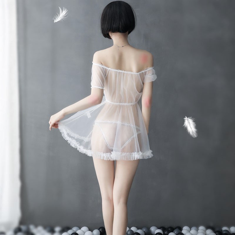 Sheer Off-shoulder Gown