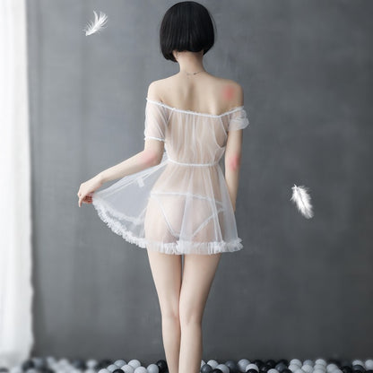 Sheer Off-shoulder Gown