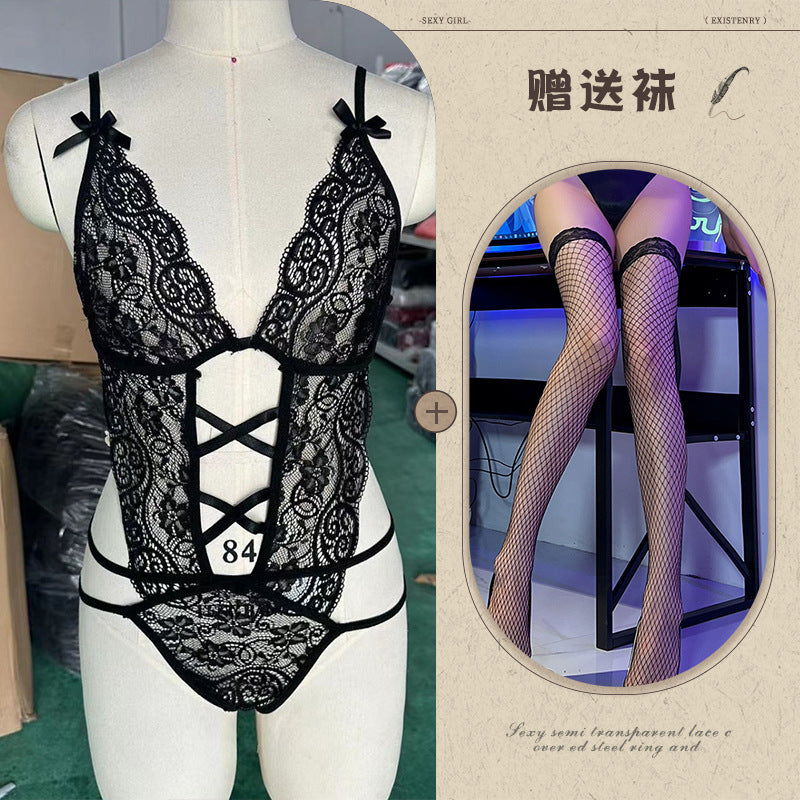 Lace Cut-out Negligee