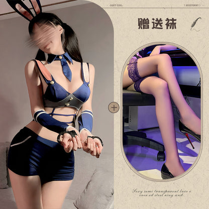 Rabbit Police Officer Female Police Captain Open Crotch Uniform