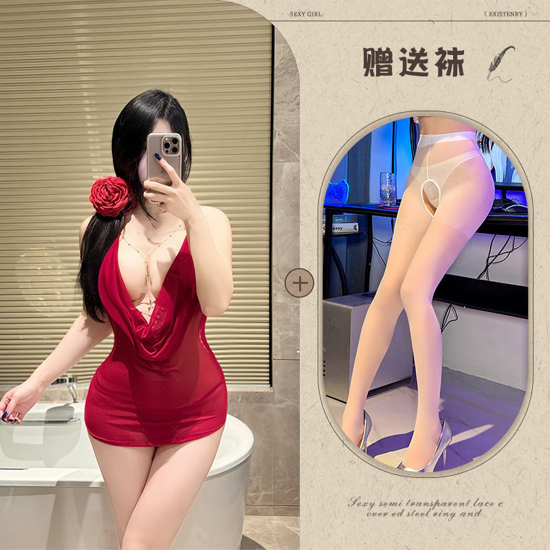 Sheer Backless Chemise