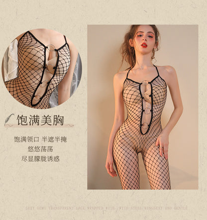 Circle Cutout Fishnet Bodysuit