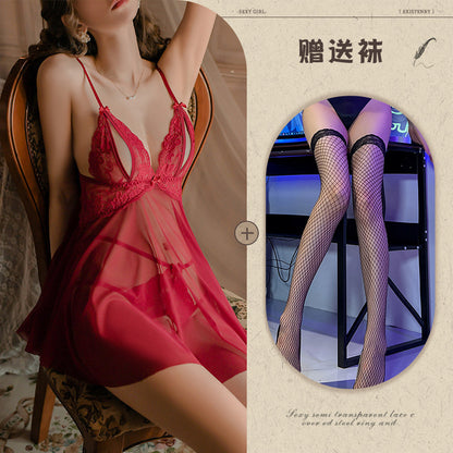 Plus Size Sheer Lace Nightdress