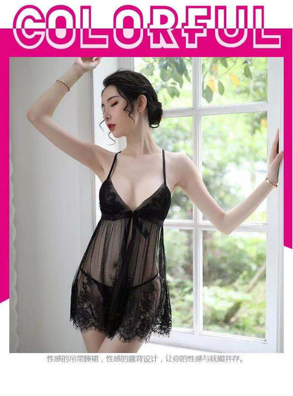 Sheer Lace Slit Nightdress