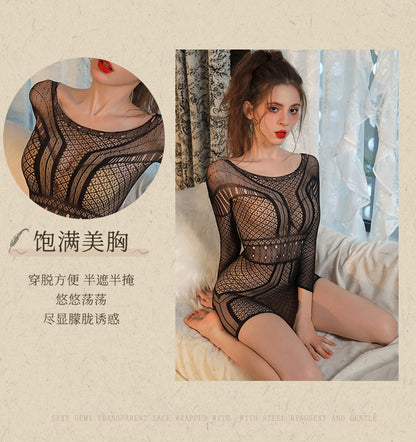 Plus-Size Sheer Mesh Bodysuit