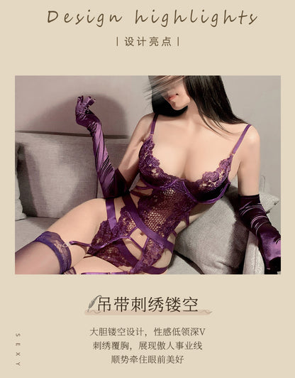 Purple Silk Lingerie Set