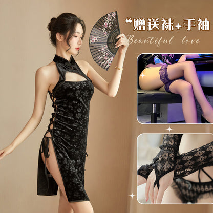 Lace-up Qipao Set