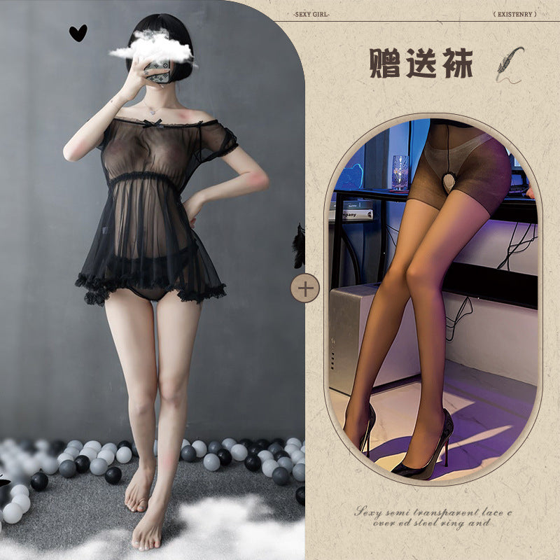 Sheer Off-shoulder Gown