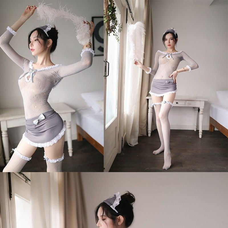 Grey Fishnet Set