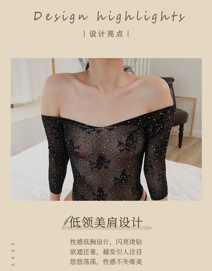 Glitter Cutout Plus-Size Catsuit