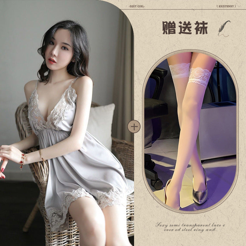 Embroidered Lace Chemise Set