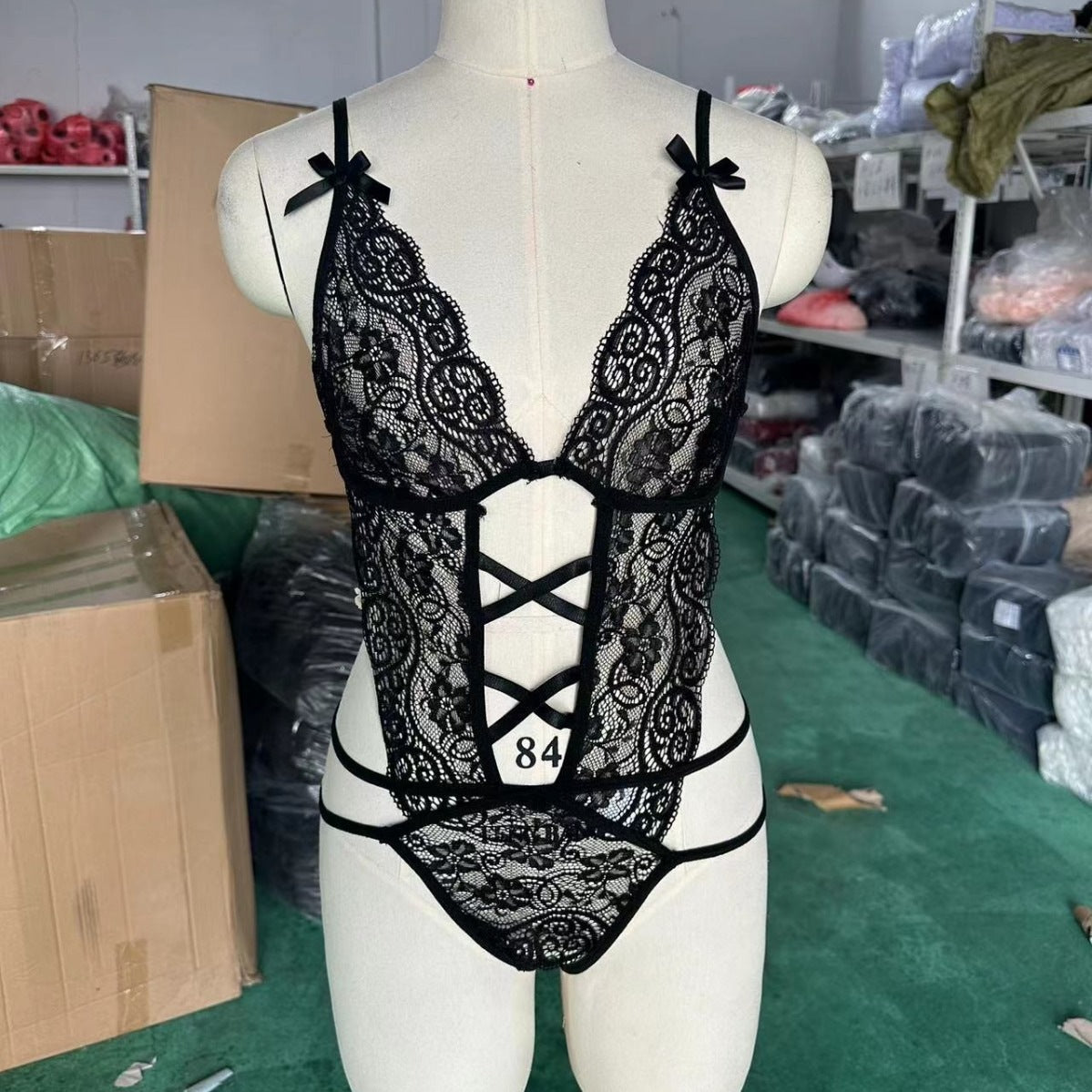 Lace Cut-out Negligee