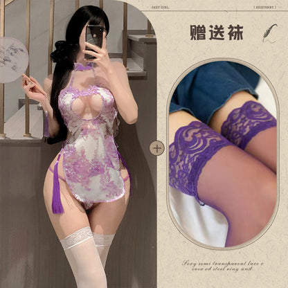 Purple Floral Qipao