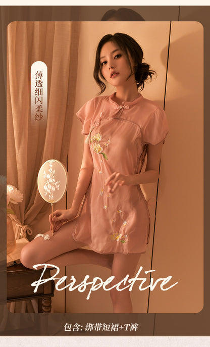 Sheer Embroidered Qipao