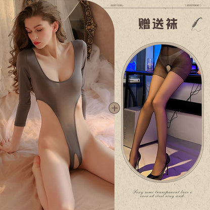 Open Crotch Silk Teddy