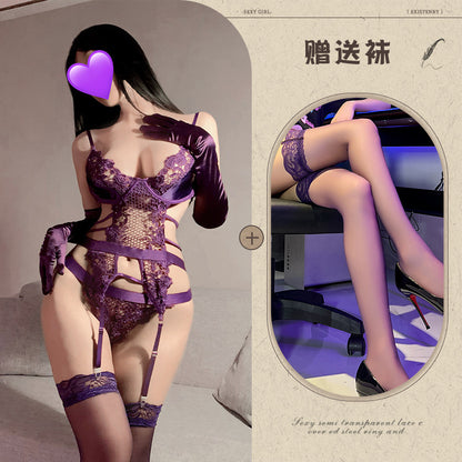 Purple Silk Lingerie Set