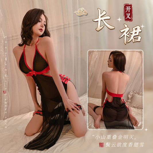 Black Sheer Qipao
