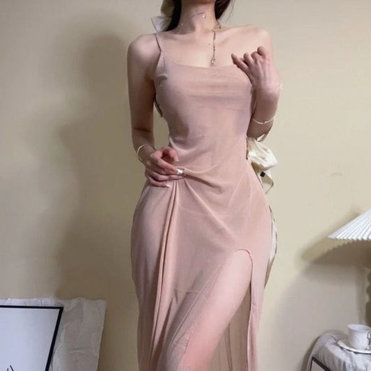 Sexy Long Dress ng Pambabaeng Transparent na Sleepwear Nightdress 