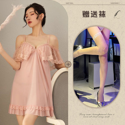 Sheer Chiffon Robe with Lace Trim