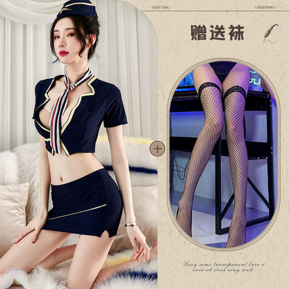 Sexy Hip Skirt Stewardess Uniform Secretary Suit