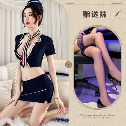 Sexy Hip Skirt Stewardess Uniform Secretary Suit