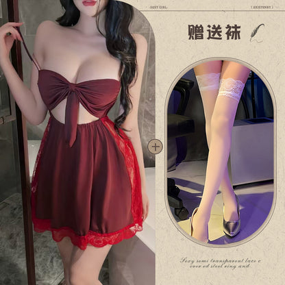 Backless Satin Bow Nightdress