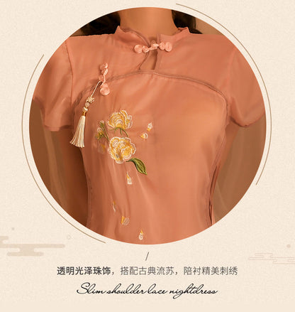 Sheer Embroidered Qipao