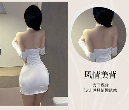 Cross-neck Qipao Set