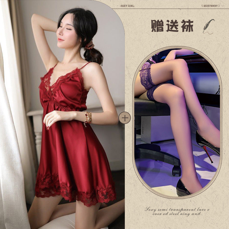 Embroidered Lace Chemise Set