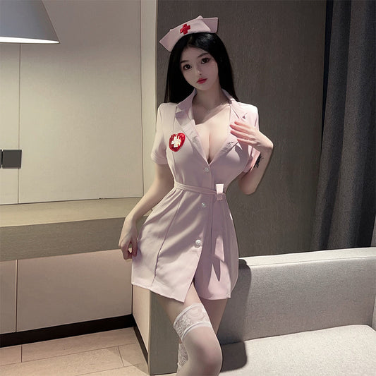 Sexy Nurse Uniform Deep V Role Play Uniform