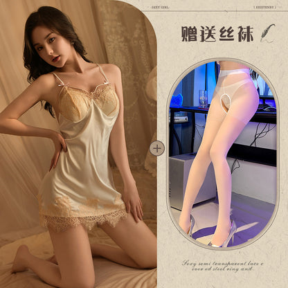 Satin Lace Nightdress Set