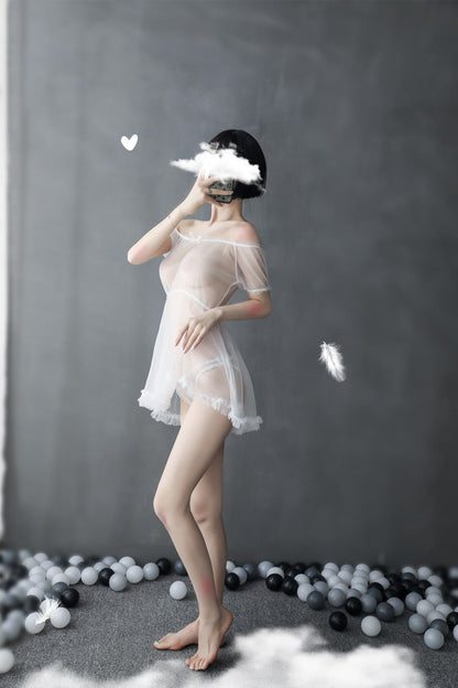 Sheer Off-shoulder Gown