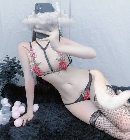 Rose Lace Bralette Set