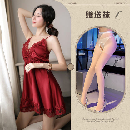 Embroidered Lace Chemise Set