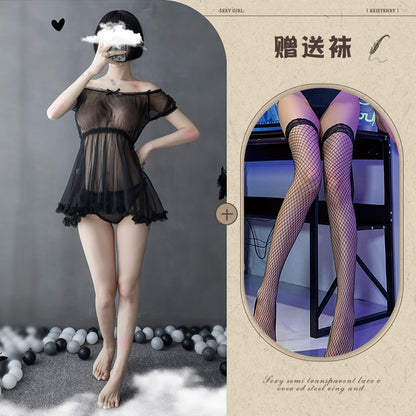 Sheer Off-shoulder Gown