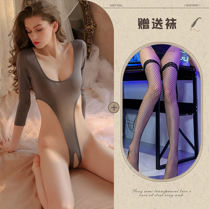 Open Crotch Silk Teddy