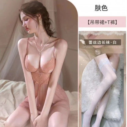 Sexy Women's Pajamas Lace Slim Strap Home Nightdress