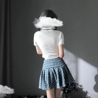 Schoolgirl Lingerie Set with Mini Skirt