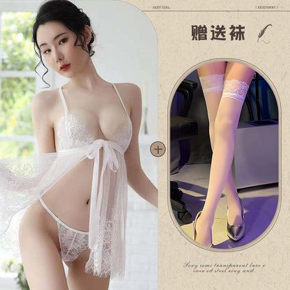 Sheer Lace Slit Nightdress