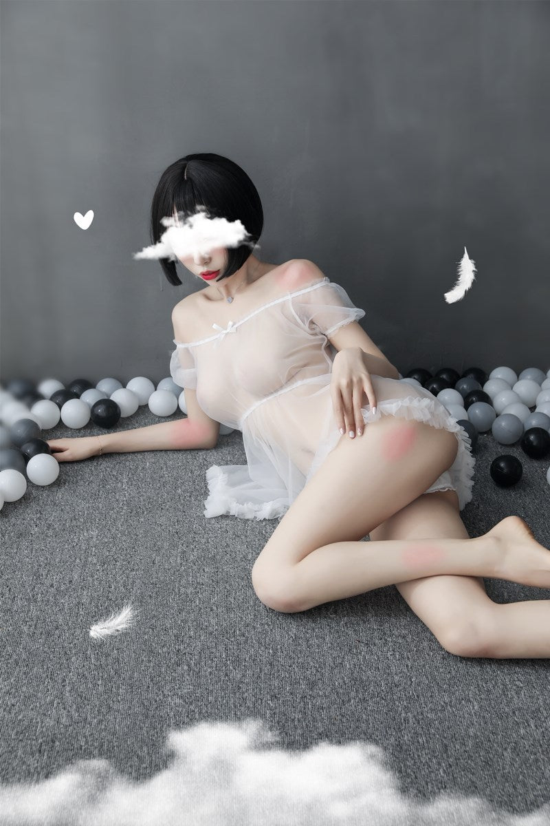 Sheer Off-shoulder Gown