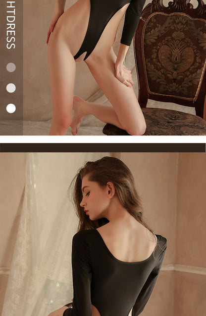 Open Crotch Silk Teddy