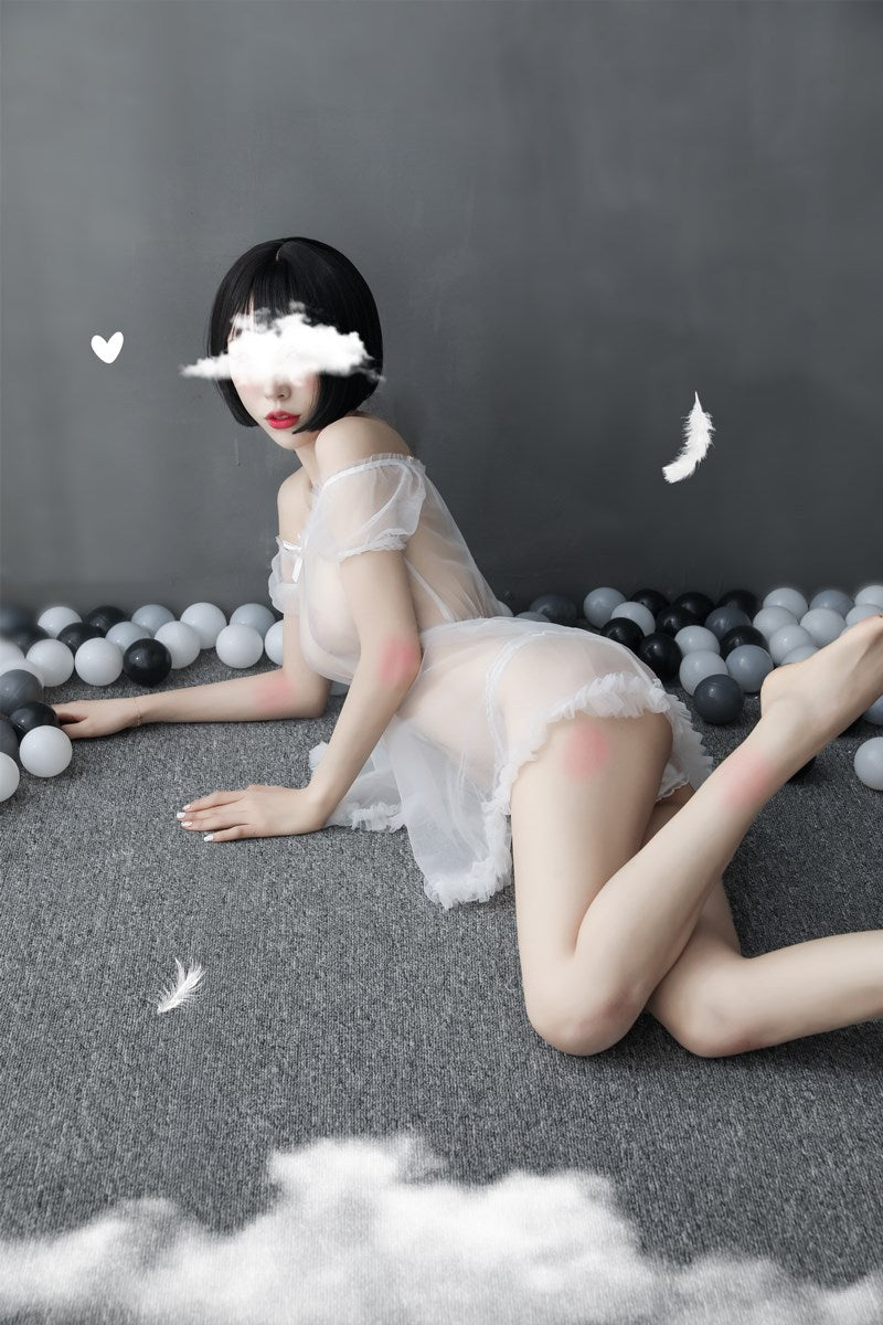 Sheer Off-shoulder Gown